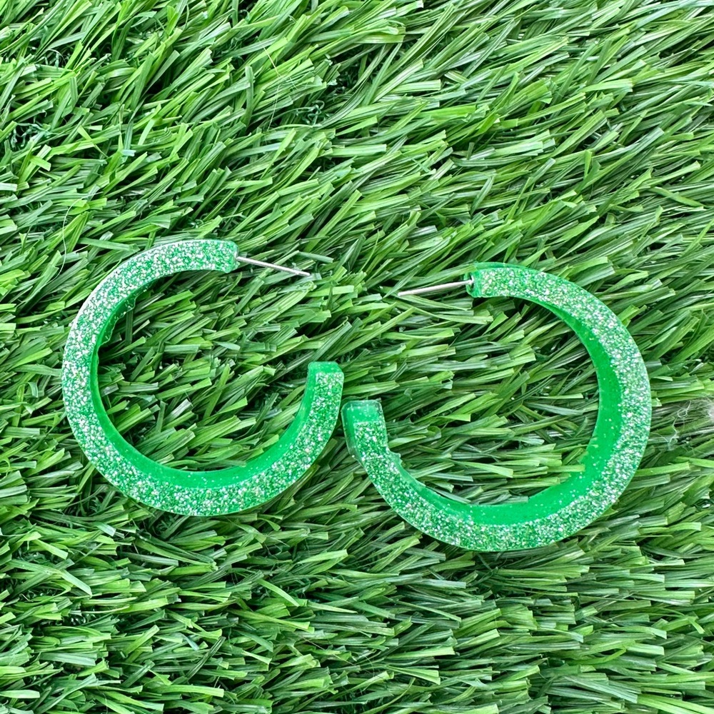 Sparkling Green Hoop Earrings
